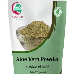 Aloe Vera Powder 8 oz | Moisturizing Face Mask Ingredient For Dry Skin | Hair Mask Ingredient for Hair Growth | Made from Pure & Cultivated Aloevera | by Yogi’s Gift®