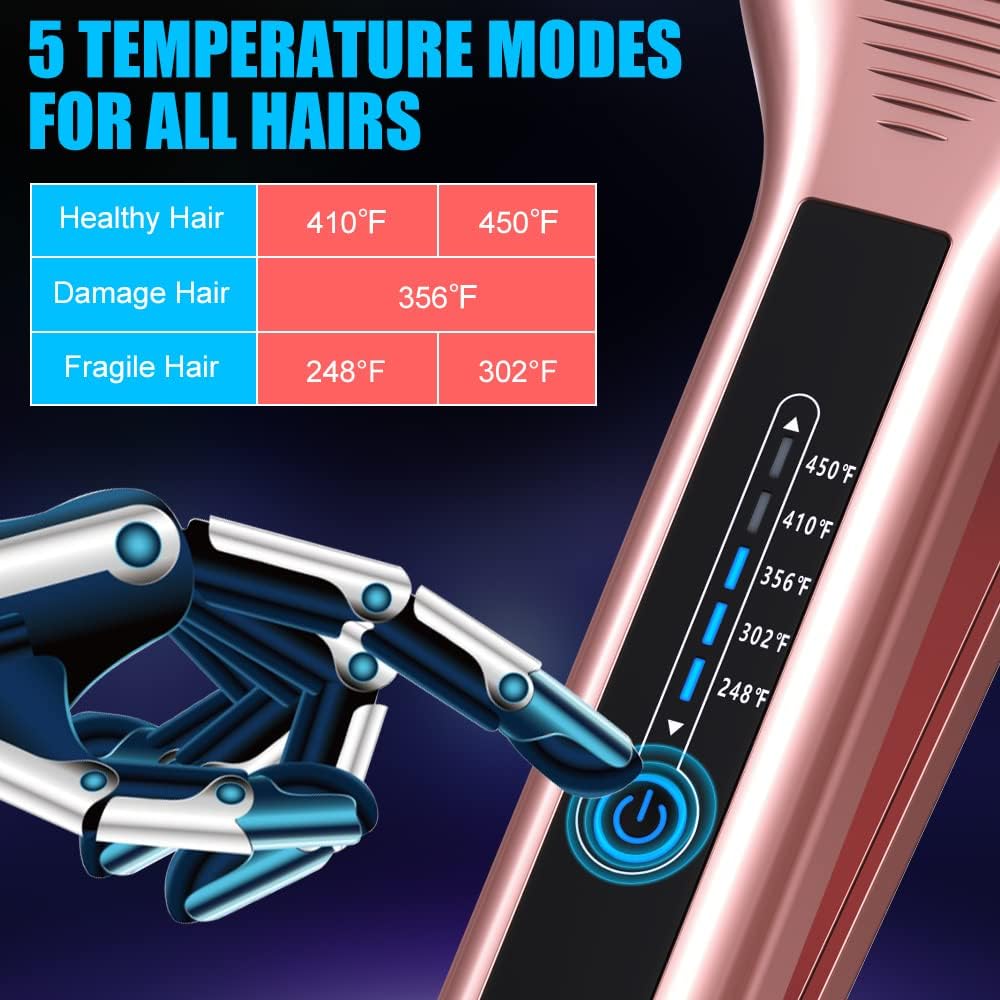 2.16" Extra-Large Floating Titanium Hair Straightener for Hair, Instant Heating with 5 Adjustable Temp, Anti-Static Iron for All Hair Types - Image 3