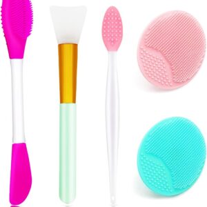 5PCS Silicone Scrubber Set, Lip & Face Cleansing Brush and 2PCS Exfoliating Face Brush for Men & Women