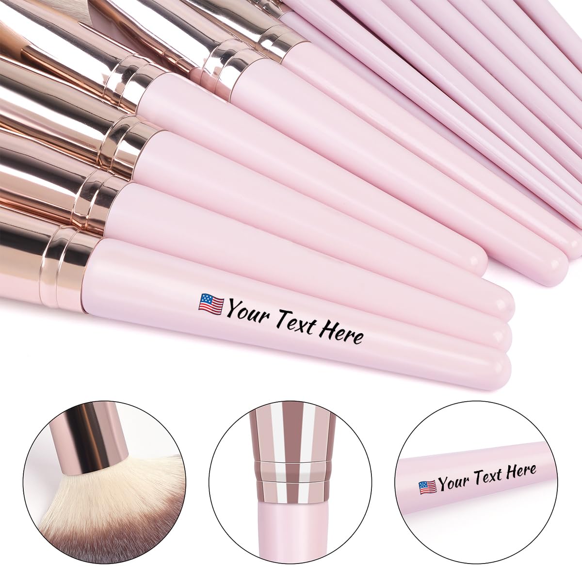 Personalized Gift Custom Makeup Brush Set, 18 Pcs Premium Synthetic Personalized Makeup Brushes Foundation Eyeshadow Brush Powder Blush Concealers Brush Set Travel Makeup Brushes with Case(Pink) - Image 6