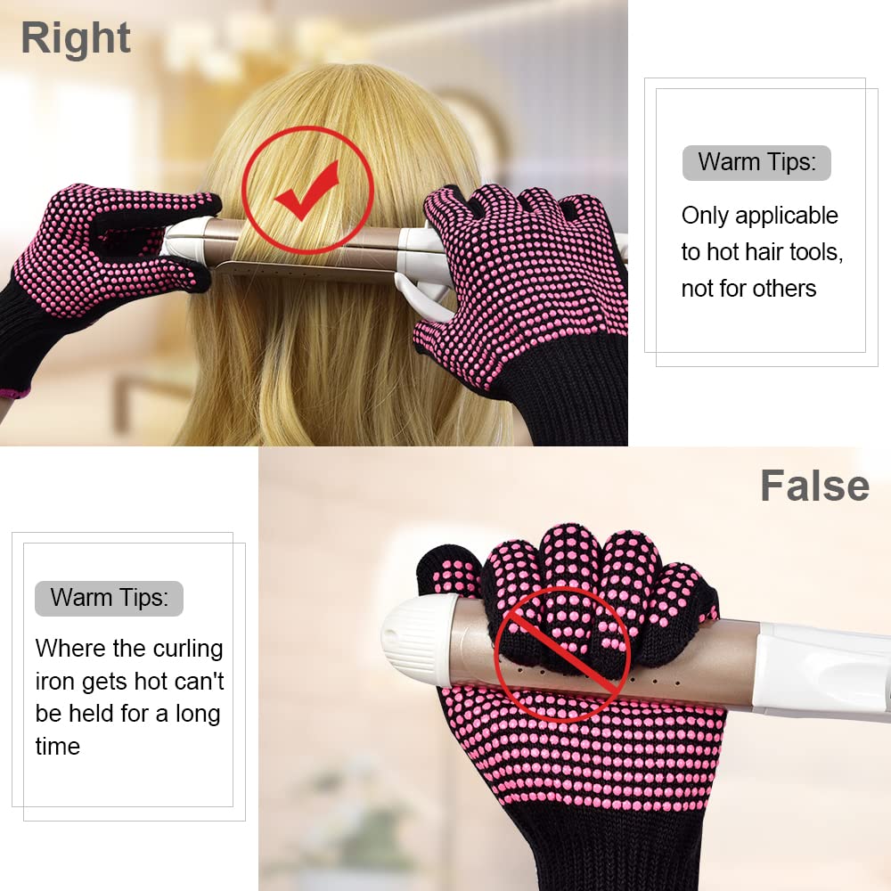 IKOCO Heat Gloves for Hair Styling, 2Pcs Heat Resistant Gloves with Silicone Mat Pouch for Curling Iron, Flat Iron, Straightener, Hot Hair Tools - Image 5