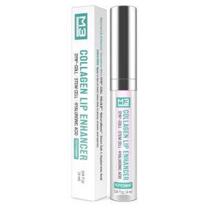 Collagen Lip Plumper Clinically Proven Lip Enhancer for Fuller Softer Lips Increased Elasticity Reduce Fine Lines Hydrating Plump Gloss Lipstick Primer 4 ml (Teal) by M3 Naturals