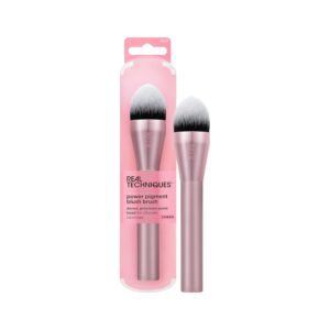 Real Techniques Power Pigment Blush Makeup Brush, Cheek Brush For Liquid & Cream Blush, Dense, Synthetic Bristles, Unique Pointed Shape For Precise Application, Vegan & Cruelty Free, 1 Count