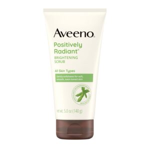 Aveeno Positively Radiant Skin Brightening Exfoliating Daily Facial Scrub, Moisture-Rich Soy Extract, helps improve skin tone & texture, Oil-& Soap-Free, Hypoallergenic, 5 oz