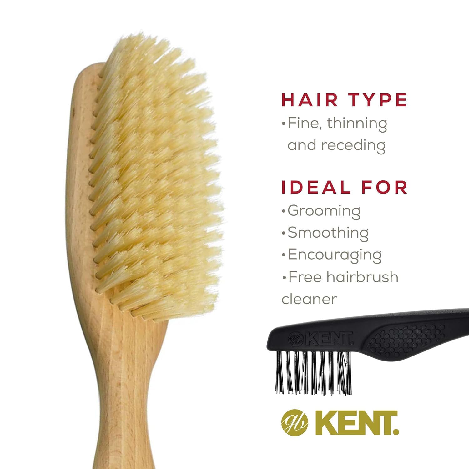 Kent LS9D Satinwood Hair Brush – Boar Bristle Brush for Thin Hair. Luxury Styling, Straightening, and Smoothing. Ideal for Women. - Image 6