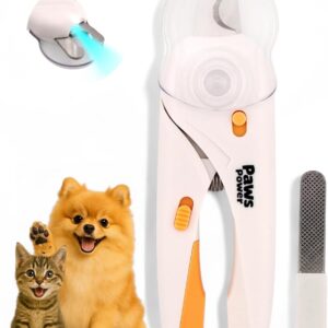 Cat Nail Clipper & Small Dog Nail Clippers with LED Light - Illuminates Nails & Bloodline for Safe, Easy Trimming - Extra Sharp, Avoid Over-Cutting - Essential Cat Supplies, White