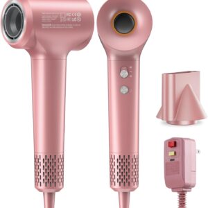 Hair Dryer, Ionic Blow Dryer, 1500W High-Speed Hairdryer with 110000 RPM Brushless Motor for Fast Drying Low Noise, 4 Temps & 2 Speeds with Magnetic Nozzle
