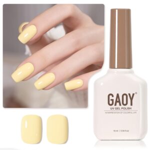 GAOY Pastel Yellow Gel Nail Polish, 16ml Soak Off Gel Polish, UV Light Cure for Nail Art DIY Manicure at Home, 1997 Pastel Yellow