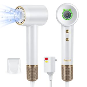 Hair Dryer - Bopcal Ionic Blow Dryer with Concentrator for All Hair Types,110000 RPM High-Speed Fast Drying Lightweight and Quiet, 200 Million Negative Ions Dryer with Thermo-Control (1500w)