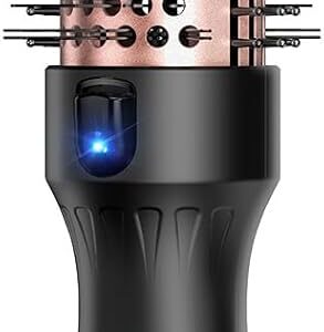Thermal Brush for Blowout Look, Zavarea 1.5 Inch Negative Ion Thermal Brush with Cool-Air Tech, Easy to Make Hair Shinier & Smoother, 3-in-1 Heated Styler with Dual Voltage, Black