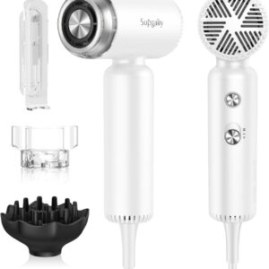 Hair Dryer - Mini HairDryer, Ionic High-Speed Motor for Fast Drying, Portable Lightweight Blow Dryer, Quiet Professional Blowdryer with Magnetic Curly Diffuser & Concentrator for Home Travel