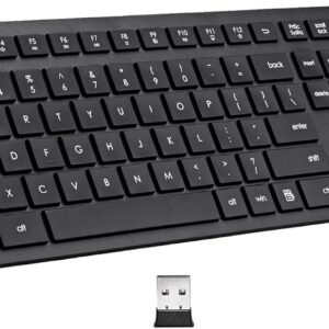 Wireless Keyboard, 2.4G USB External Silent Cordless Keyboard for Windows Chrome Laptop Computer PC Desktop Notebook Chromebook, 106 Keys Full Size with Number Pad (Black)