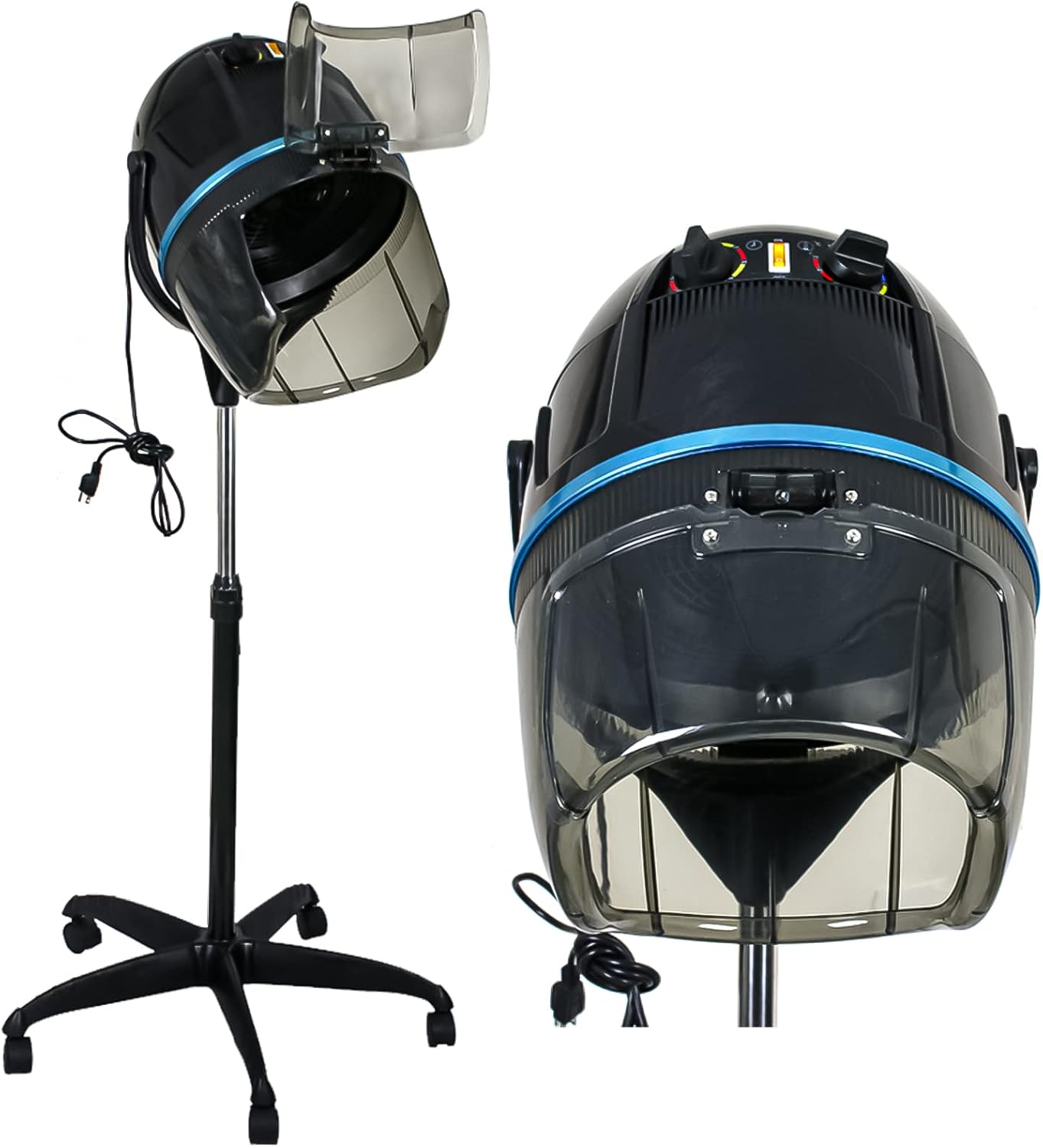 1300W Adjustable Hooded Hair Dryer Professional Stand Up Bonnet Hair Dryer Salon Equipment with Rolling Base for Home Hair Drying