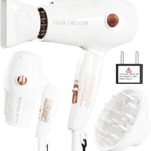 Travel Hair Dryer Mini with Diffuser&Concentrator,110~250V Dual Voltage Hair Dryer Blow Dryer Mini Size for European Travel, Portable Blow Dryers for Women and Men with EU Plug