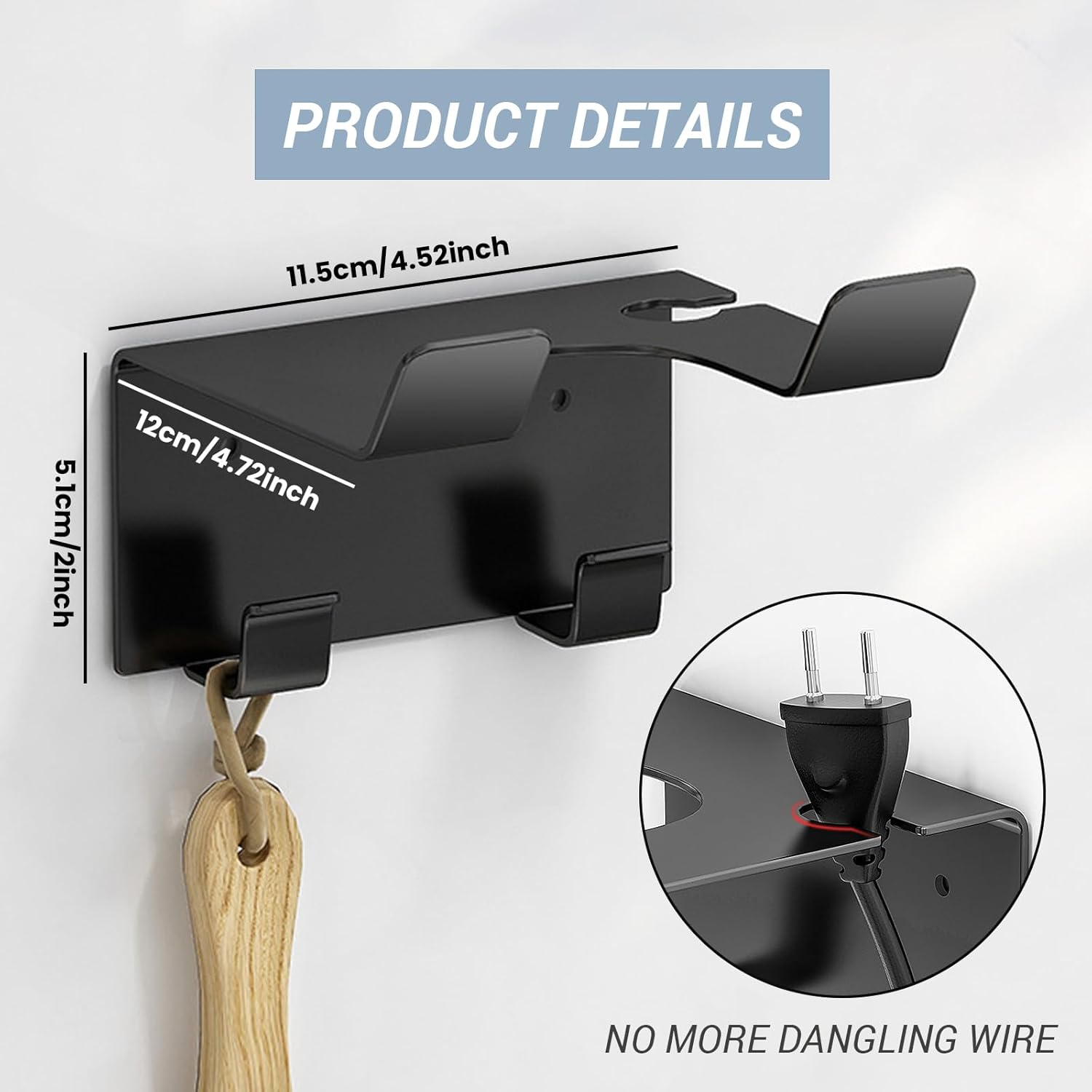 Hair Dryer Holder Wall Mount, Hair Dryer Holder Wall Mount, Upgraded Stainless Steel Hair Dryer Holder, Hair Dryer Holder Maximum Diameter 2.3 Inch (Compatible with Most Hair Dryers) - Image 4