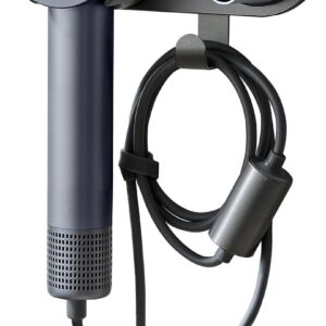 simpletome Hair Dryer Holder Wall Mount for All Magnetic High Speed Blow Dryer with Plug Cord Organizer Hook (ABS Plastic, Grey)
