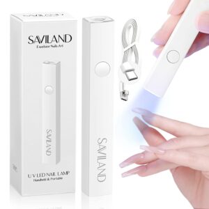 SAVILAND U V Light for Nails: Handheld Gel Lamp for Gel Nails Flash Cure Lamp for LED Nail Lamp Portable Mini Nail Dryer Polish Nail Glue USB Flashlight Home DIY Manicure Art