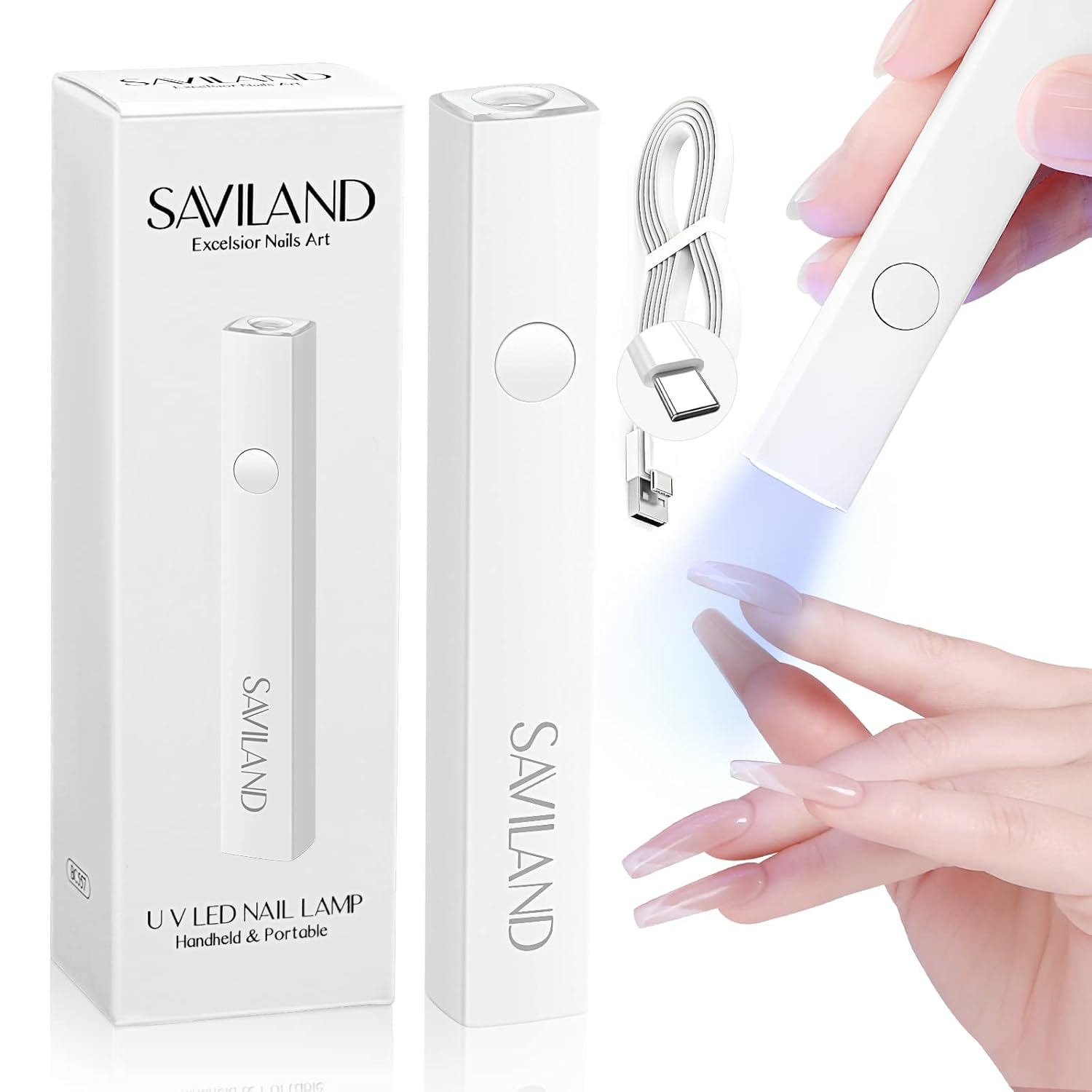 SAVILAND U V Light for Nails: Handheld Gel Lamp for Gel Nails Flash Cure Lamp for LED Nail Lamp Portable Mini Nail Dryer Polish Nail Glue USB Flashlight Home DIY Manicure Art