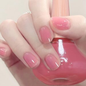 Air Dry Clear Pink Nail Polish - Jelly Gel Polish for Long Lasting DIY Manicure, 12ML