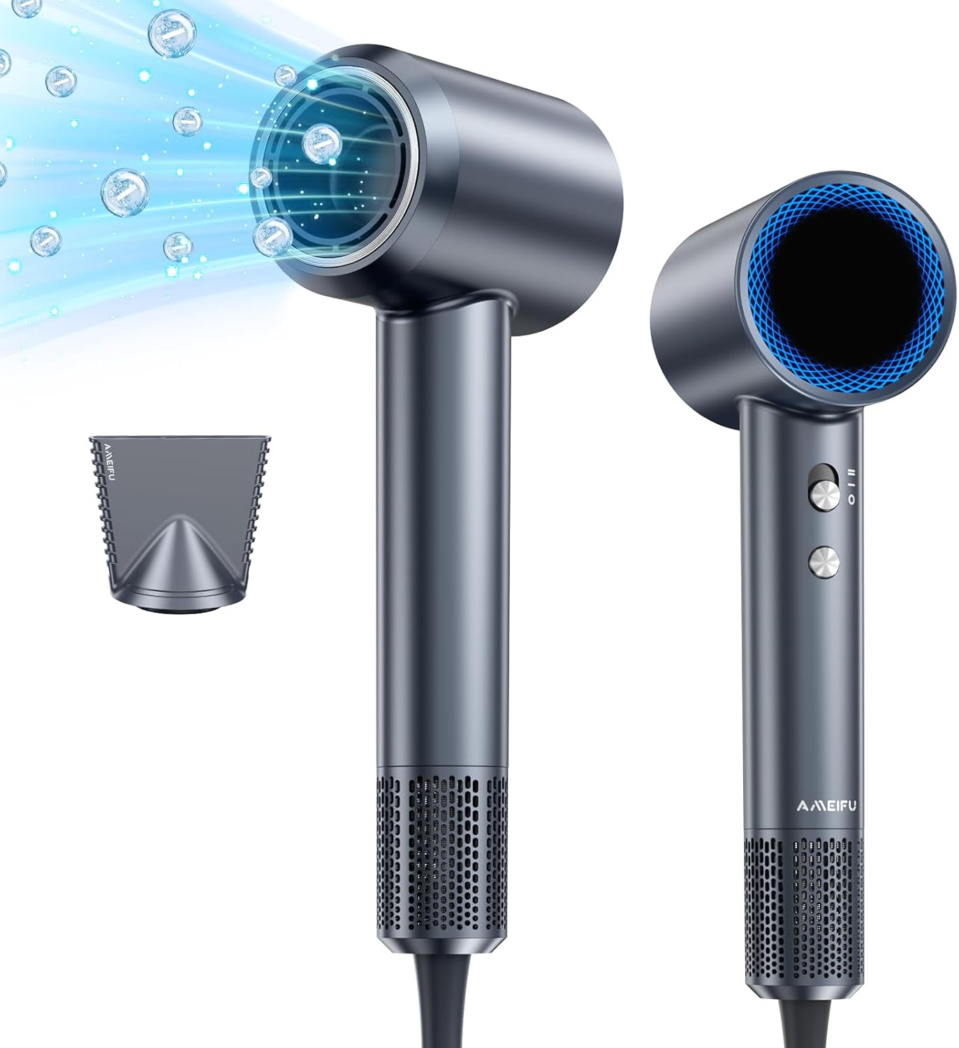 Hair Dryer, 150000 RPM Professional High-Speed Blow Dryer, Negative Ionic Hair Dryer for Fast Drying, Low Noise Thermo-Control HairDryer with Magnetic Nozzle for Home Travel Women Man +