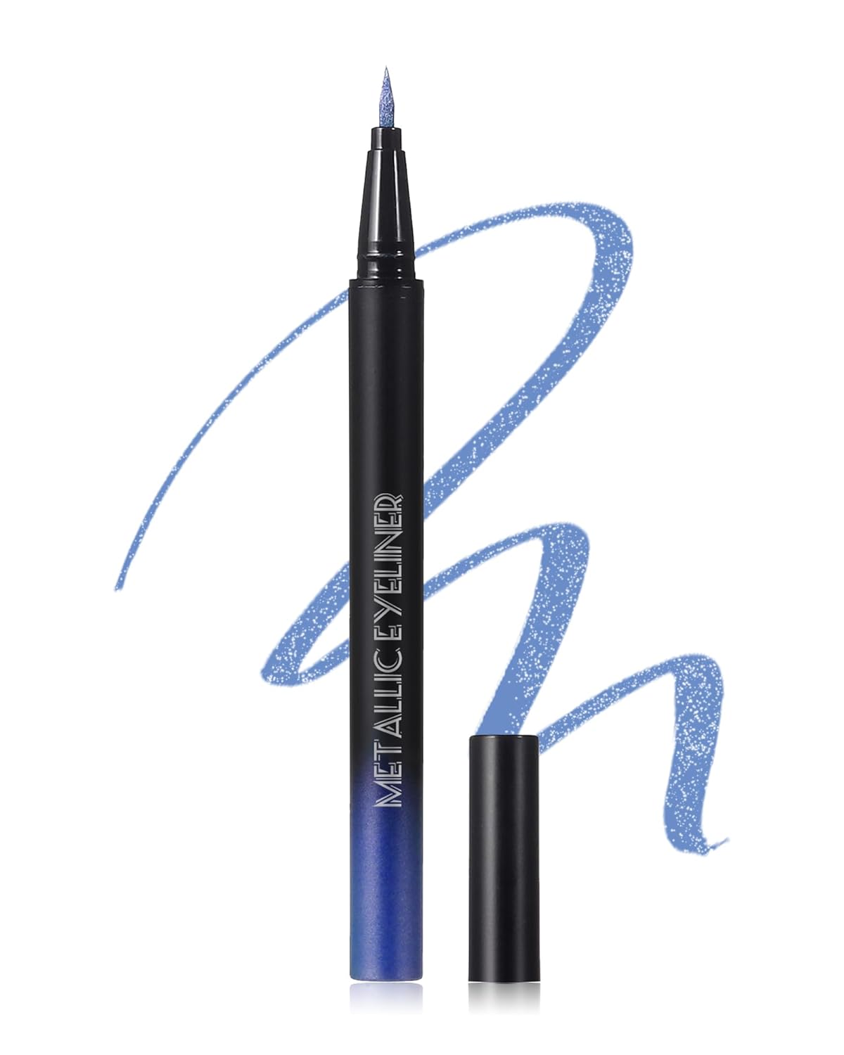 Metallic Shimmer Liquid Eyeliner, Blue Glitter Eyeliner Waterproof Long-Lasting 24H, Sparkling Finish Colored Eyeliner Pen, Ultra-Fine Tip Smooth Application, High Pigmented Smudge-Proof Eye Makeup-09