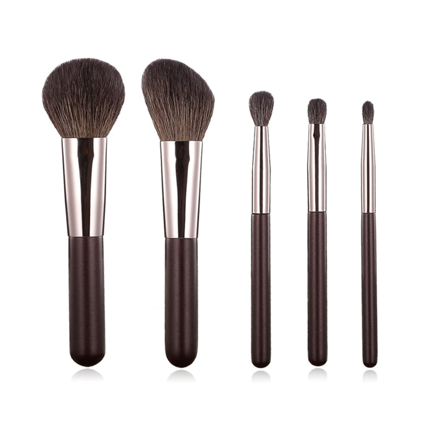 Travel Makeup Brushes Set w/Pouch, Portable 5PCS Professional Mini Cosmetic Brushes Kit for Powder Blush Concealers Contouring Highlighting - Image 6