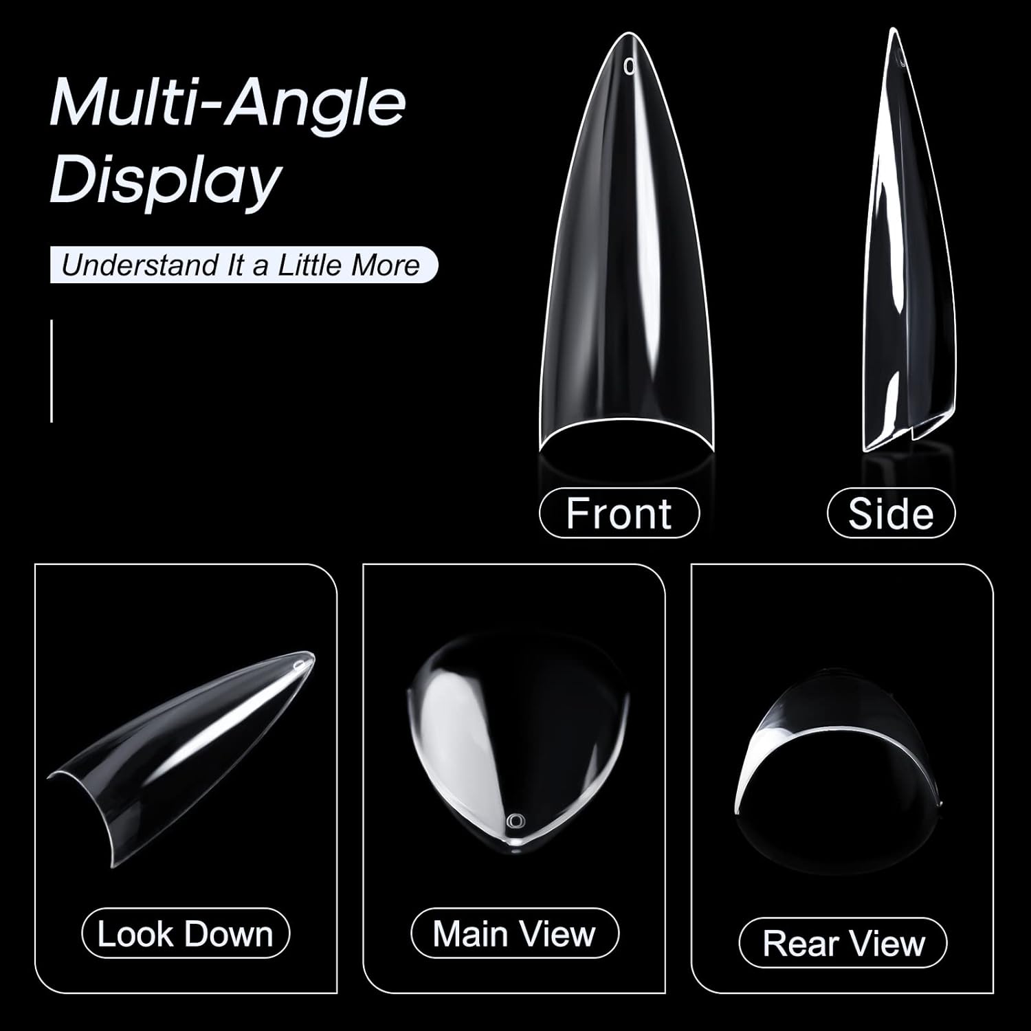 Ranrose 120PCS Short Nail Tips,Short Soft Gel Stiletto Nail Tips Half Cover False Nail Almond Shape Point Acrylic Sharp Artificial False Nail For DIY - Image 3