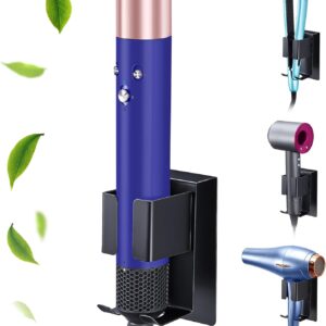 Hair Straightener Holder Wall Mount Curling Iron Holder, Black Blow Dryer Holder Wall Mounted, Adhesive Hair Dryer Holder, Hair Tools Organizer Storage for Bathroom Vanity