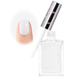 Beetles 2 in 1 nail strengthener polish, 15ml Fast Dry White Fantasy Nail Polish, Nail Strengthener and Growth Treatment for Damaged Nails, Long Lasting Quality Results French Style Gifts for Women