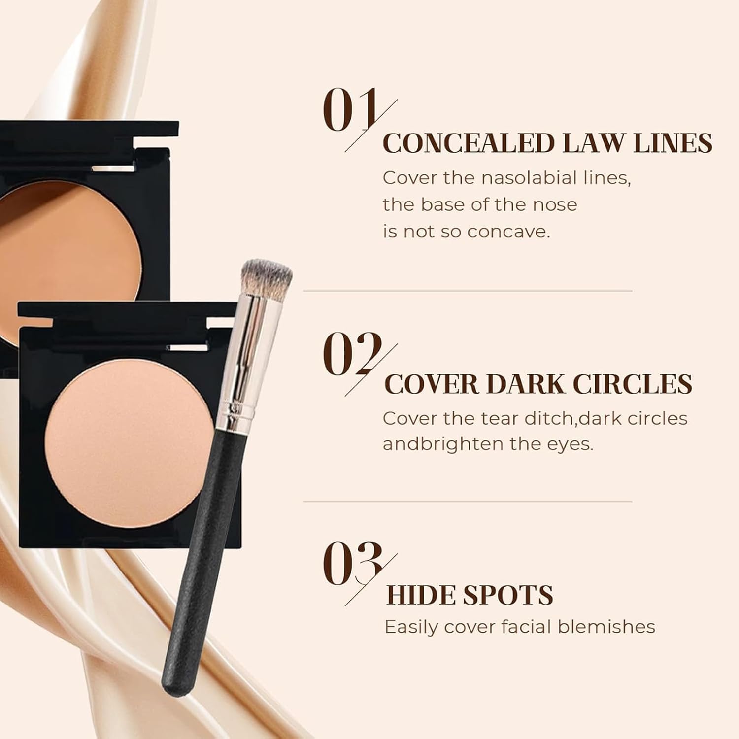 Under Eye Brightener,Luminous Eye Corrector,Moisturizing and Waterproof Under Eye Concealer for Dark Circles,Conceal and Perfect Effect(1pcs-Lvory) - Image 8