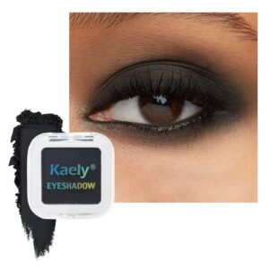 Kaely Pressed Single Eyeshadow Makeup, Black Matte Highly Pigmented Monochrome Eye Shadow Palette, Waterproof Neutral Powde Mini Eyeshadow, sombras para ojos, Lightweight Blendable, 07