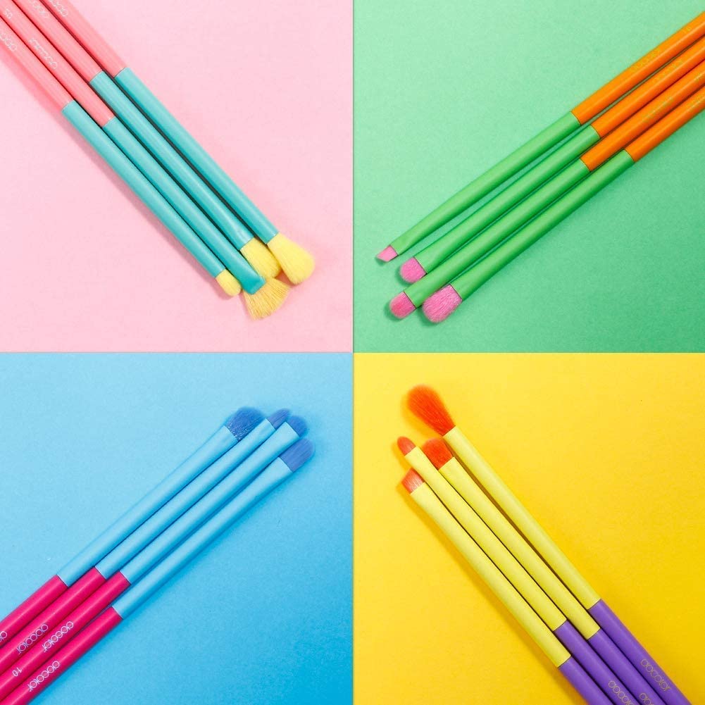 Docolor 15Pcs Neon Eye Makeup Brushes Set + 16Pcs Colorful Eyeshadow Makeup Brush Set Professional Makeup Brushes Eye Shadow Concealer Eyebrow Eyelash Eye Liners Blending Make Up Brushes Set - Image 6