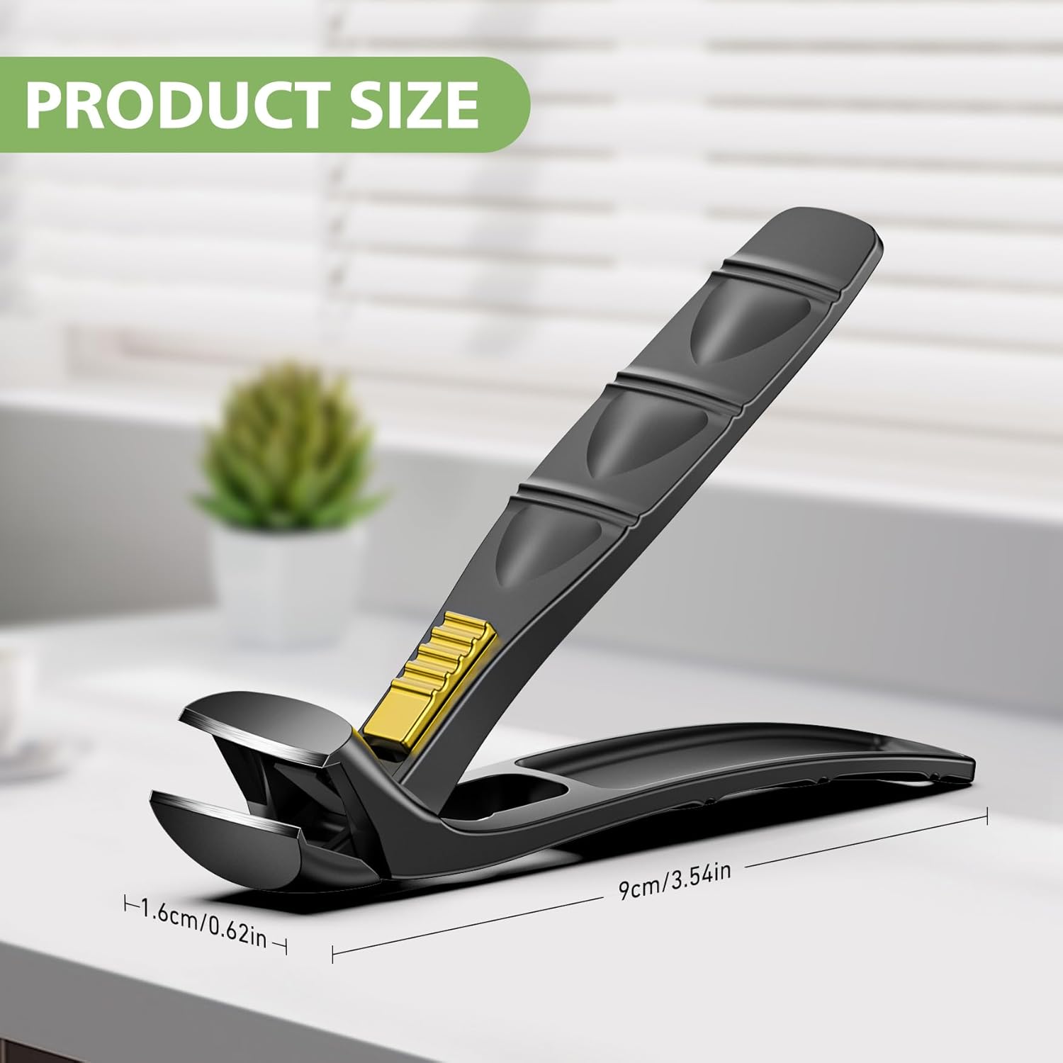 BALUCA Curved Cutting Jaw Toenail Clippers for Seniors for Thick Toenails, Ergonomic Large Toe Nail Clippers for Men, Long Handle Fingernail Clipper Cutter with Catcher - Black - Image 7