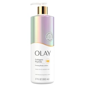 Olay Body Lotion for Women, Firming with Collagen Peptides Serum, Visibly Firmer Skin, 24hr Moisture & Hydration, Fast Absorbing Formula, Vitamin B3 Complex, For All Skin Types, 17 fl oz