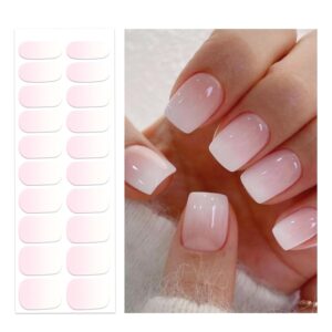 Semi Cured Gel Nail Strips | Gel Nail Stickers with UV Light Required | Salon Quality, Easy Application and Removal(Pink Ombre)