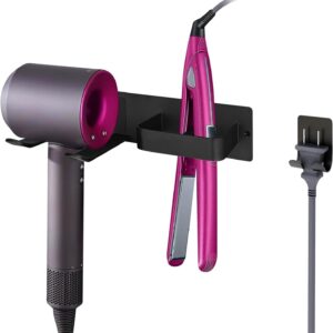 Hair Dryer Holder, Hairdryer Station Accessories Wall Mounted, Straightener Holder, Bathroom Hair Styling Care Tool Organizer, Multi-Functional Space Storage Bracket