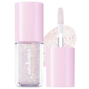 COLORGRAM Milk Bling Shadow 01 Double Star | Pigmented Glistening Liquid Glitter Eyeshadow, Long-lasting Shimmer to Matte, Infused with different sized Glittery Pearls