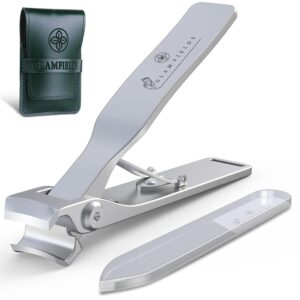 GLAMFIELDS Nail Clippers, 17mm Wide Jaw Opening Toenail Clippers for Seniors Thick Toenails/Ingrown Toenail Treatment, Heavy Duty Fingernail Clipper for Manicure, Pedicure, Men & Women Big(Silver)