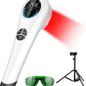 Cold Laser Red Light Therapy Wand with Stand, Infrared Light Therapy Device Targets Sore Muscles & Joints Issues, Hand-held lllt Low Level Laser Pain Relief Machine (4 * 808nm+14 * 650nm)