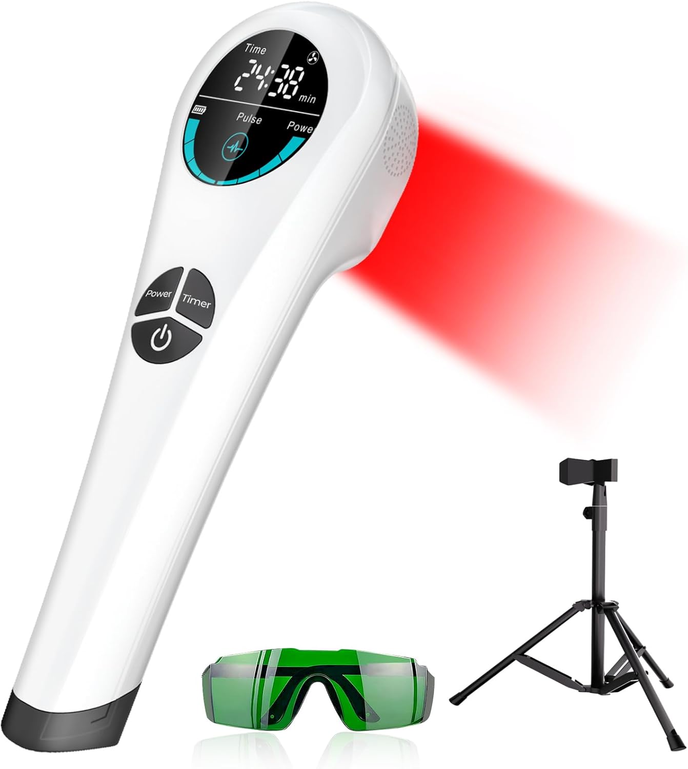 Cold Laser Red Light Therapy Wand with Stand, Infrared Light Therapy Device Targets Sore Muscles & Joints Issues, Hand-held lllt Low Level Laser Pain Relief Machine (4 * 808nm+14 * 650nm)