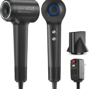 Hair Dryer, Ionic Blow Dryer, 1500W High-Speed Hairdryer with 110000 RPM Brushless Motor for Fast Drying Low Noise, 4 Temps & 2 Speeds with Magnetic Nozzle