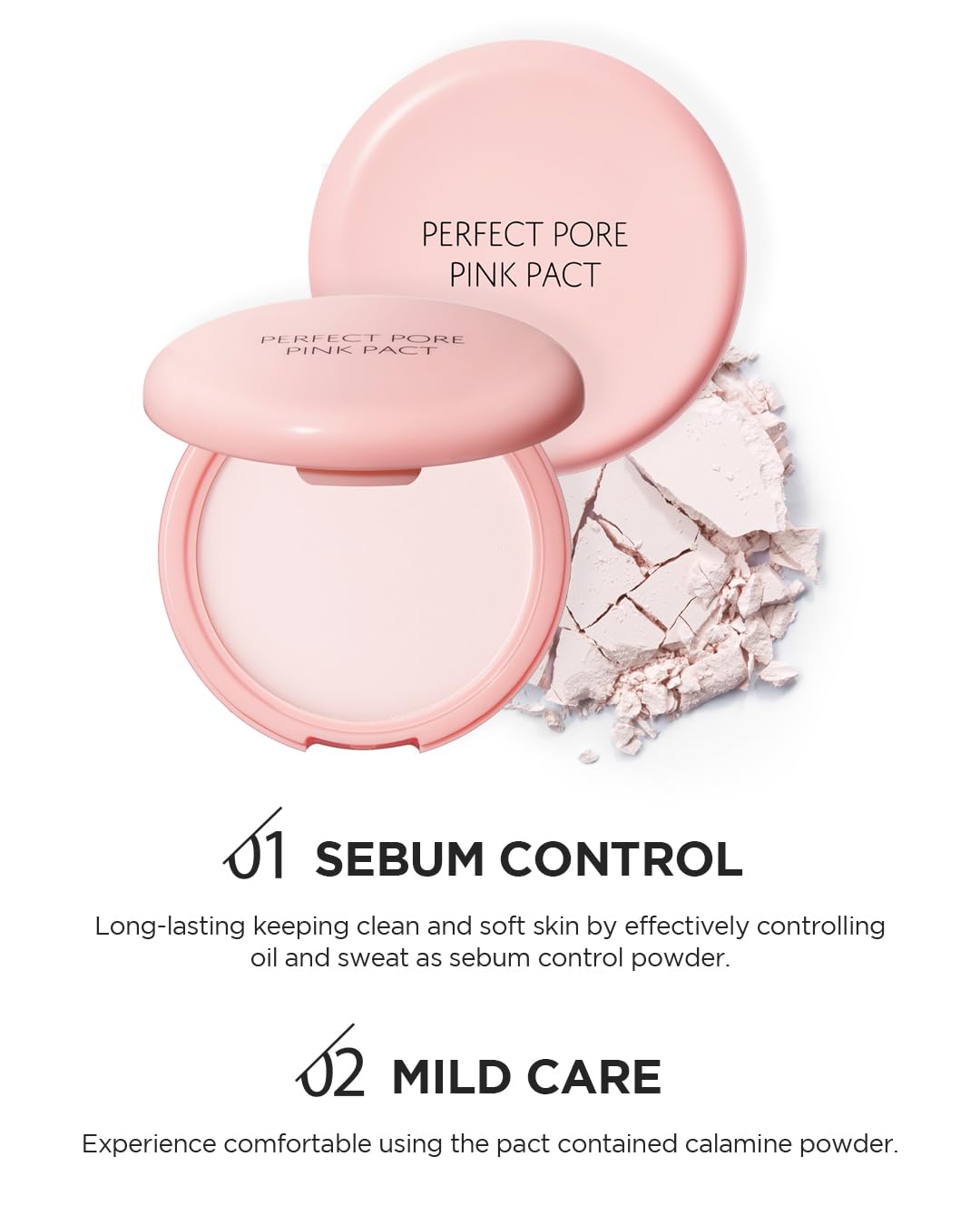 THESAEM Saemmul Perfect Pore Pink Pact - Makeup Finishing Pressed Powder for Sebum Control and Pore Minimization, Soothes Sensitive Skin with Calamine, Setting Powder, Clumps Free 12g - Image 3