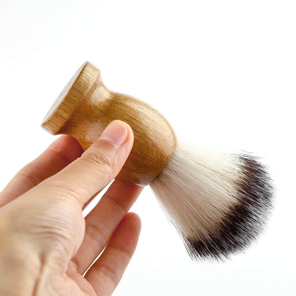 Anbbas Synthetic Badger Shaving Brush with Wood Handle, Stainless Steel Stand and Bowl for Men, Large - Image 2