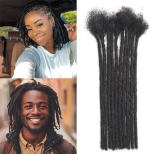 Dreadlock Extensions Human Hair 10-100 Strands 100% Full Handmade Permanent Loc Extension Human Hair for Women/Men/Kids Can Be Dyed Bleached Curled Twisted (0.6cm 1B, 6 inch 10 Strands)