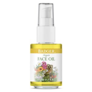 Badger Argan Face Oil, Organic Facial Moisturizer for All Skin Types, Deep Nourishment, Quick Absorption, Moisturizing Facial Oil, 1 fl oz Glass Bottle
