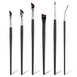 6Pcs Angled Eyeliner Brush Set, Ultra Thin Precision Eyeshadow Makeup Brushes Set Angled Brow Brush Makeup Tools for Eyeshadow Eyebrow Cosmetics