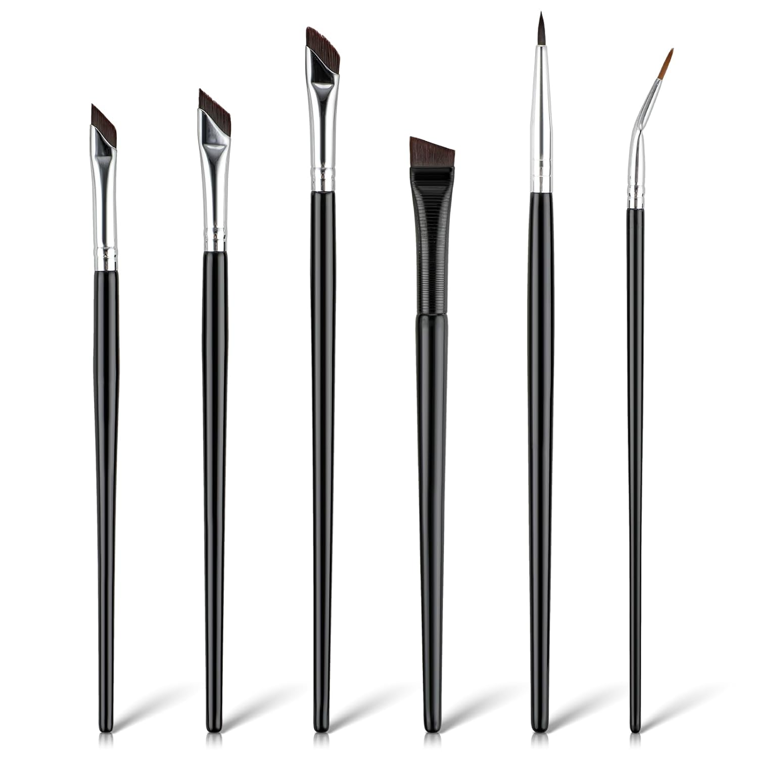 6Pcs Angled Eyeliner Brush Set, Ultra Thin Precision Eyeshadow Makeup Brushes Set Angled Brow Brush Makeup Tools for Eyeshadow Eyebrow Cosmetics