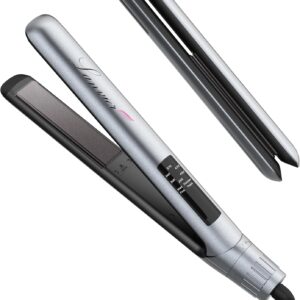 LANVIER Hair Straightener Flat Iron, 2 in 1 Hair Straightener and Curler, Nano Silver Tourmaline Titanium Ceramic Flat Iron, 15s Fast Heating, Rotating Temp Dial, Smart LED, Dual Voltage Hair Styler