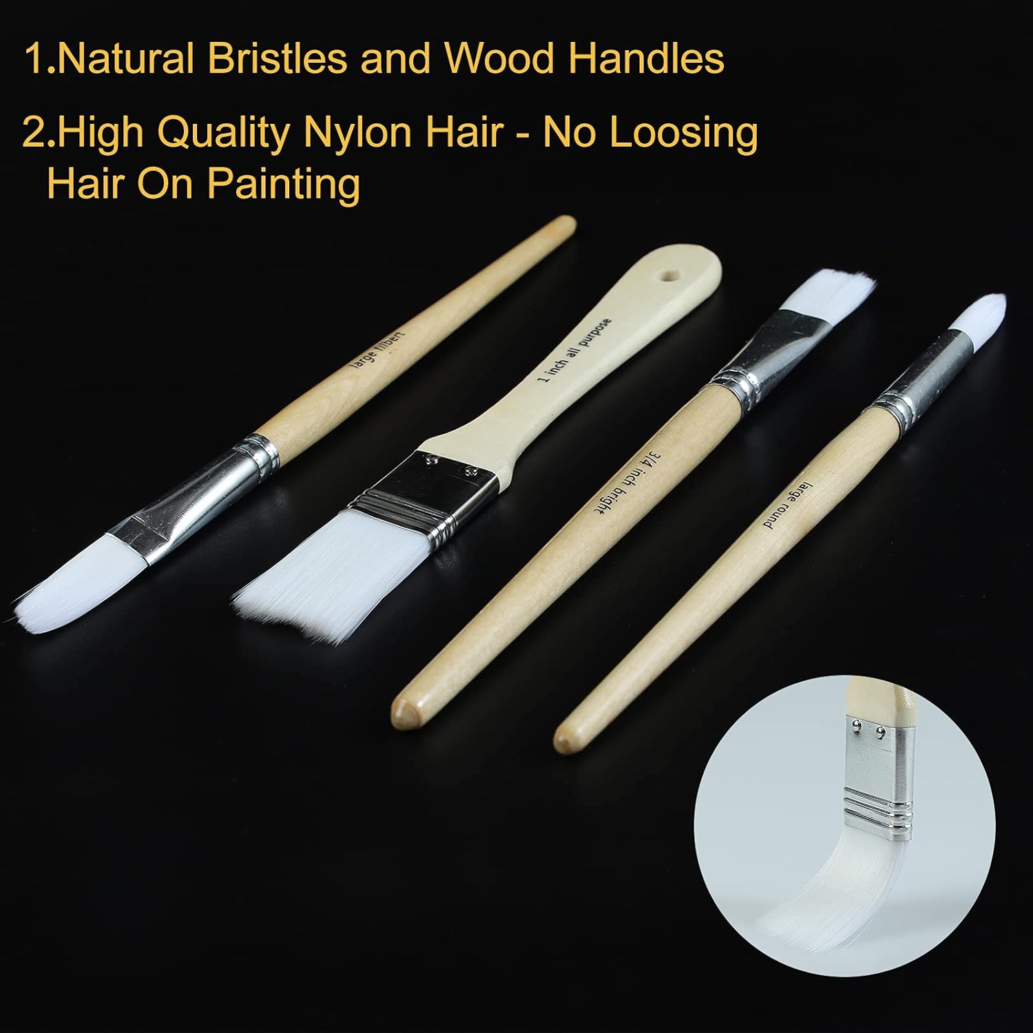 Paint Brushes Set of 24 Pieces Wooden Handles Brushes with Canvas Brush Case, Professional for Oil, Acrylic and Watercolor Painting - Image 5