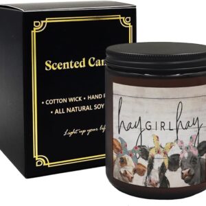 Mancheng-zi Farmhouse Cow Candle, Cow Gifts for Girls Cow Lovers Women, Cute Cow Stuff, Hay Girl Hay Scented Candles